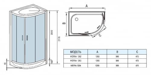 Купить Душевая кабина Weltwasser WW500 Werra 1203 L 1200х900х2170 мм по низкой цене