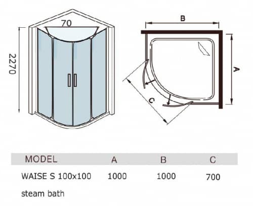Купить Душевая кабина Weltwasser WW 1000 Waise S с паром 1000х1000х2270 мм по низкой цене