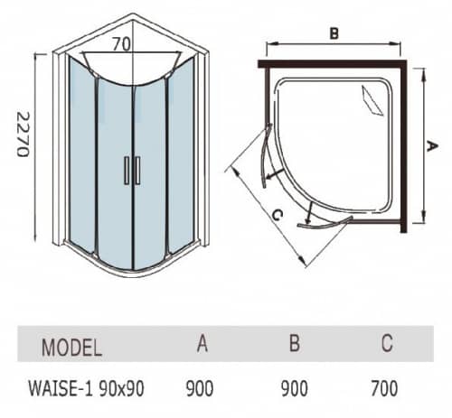 Купить Душевая кабина Weltwasser WW 1000 Waise-1 900х9000х2270 мм по низкой цене