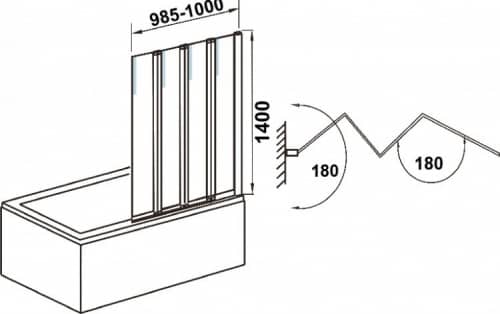 Купить Шторка WeltWasser WW100 100ZF4-100 на ванну 1400х1000 мм по низкой цене