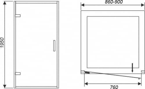 Купить Дверь Weltwasser WW900 900К1-90 в нишу душевая 900х1950 мм по низкой цене
