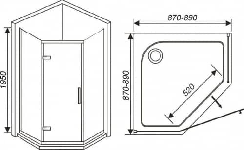 Купить Ограждение Weltwasser WW950 950P1-90 душевое 890х890х1950 мм по низкой цене
