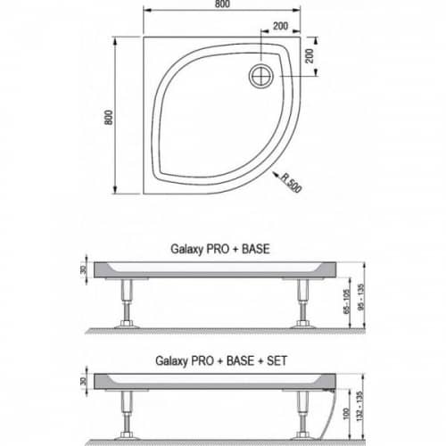 Купить Поддон Ravak Elipso Pro Flat душевой полукруглый 800x800х30 мм по низкой цене