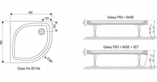 Купить Поддон Ravak Elipso Pro Flat душевой полукруглый 900x900х30 мм по низкой цене