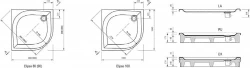 Купить Поддон Ravak Elipso-100 EX душевой полукруглый 1000x1000х175 мм по низкой цене