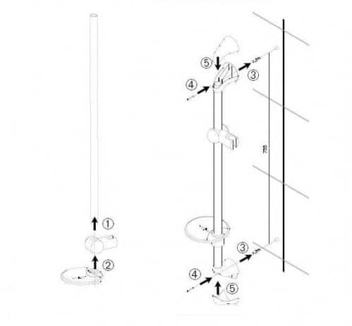 Купить Штанга Jacob Delafon Basic-2 E5227-CP душевая 75 см по низкой цене