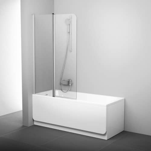 Купить Шторка Ravak 10CVS2-100 L для ванны 2 створки, стекло Transparent блестящая 1500х1000 мм по низкой цене