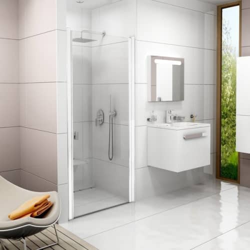 Купить Дверь Ravak Chrome CSD1-90 Transparent душевая белая по низкой цене
