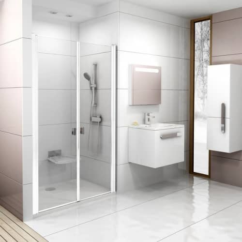 Купить Дверь Ravak Chrome CSDL2-120 Transparent душевая белая по низкой цене