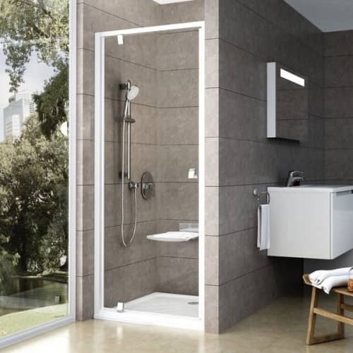 Купить Дверь Ravak Pivot PDOP1-90 Transparent душевая белая с белыми петлями по низкой цене