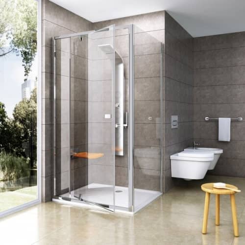 Купить Стенка Ravak Pivot PPS-100 Transparent душевая сатин по низкой цене