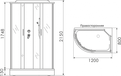 Купить Душевая кабина Erlit Comfort ER3512PR-C4 1200x800x2150 мм по низкой цене