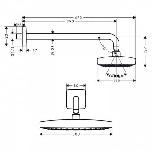 Купить Душ Hansgrohe Raindance Select E 300 27385400 верхний по низкой цене