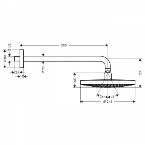 Купить Душ Hansgrohe Raindance Select S 240 26466000 верхний по низкой цене