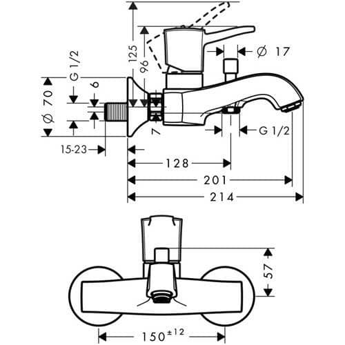 Купить Смеситель Hansgrohe Metropol 31340090 для ванны по низкой цене