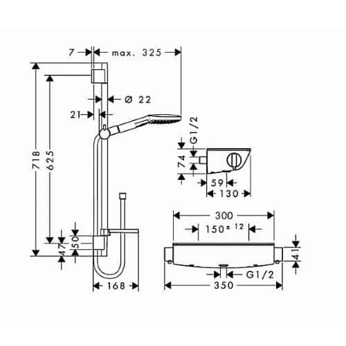 Душевой гарнитур Hansgrohe Raindance Select E 120 27038000 с термостатом