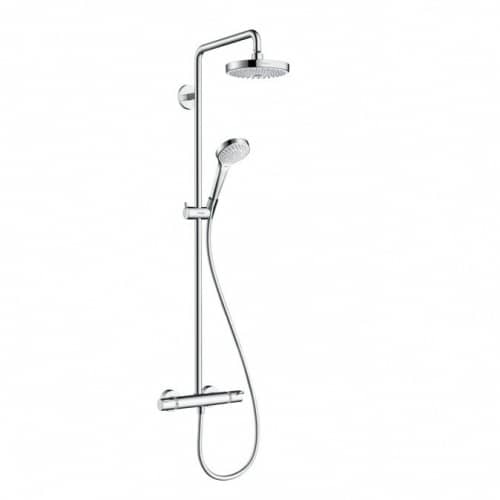 Купить Стойка Hansgrohe Croma Select S Showerpipe 2jet EcoSmart 27254400 душевая с термостатом белый/хром по низкой цене