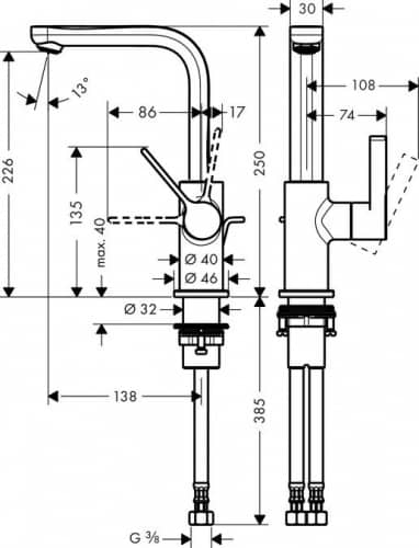 Купить Смеситель Hansgrohe Metris S 31159000 для раковины по низкой цене