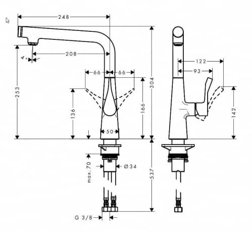 Купить Смеситель Hansgrohe Metris Select 240 14847800 для кухни по низкой цене