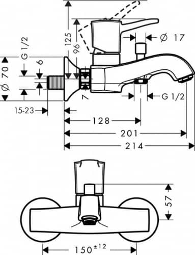 Купить Смеситель Hansgrohe Metropol 32540000 для ванны по низкой цене