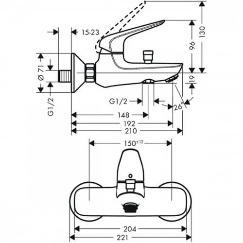 Купить Смеситель Hansgrohe Novus Loop 71340000 для ванны по низкой цене