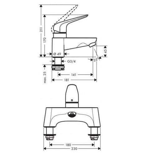 Купить Смеситель Hansgrohe Novus 71043000 на борт ванны по низкой цене