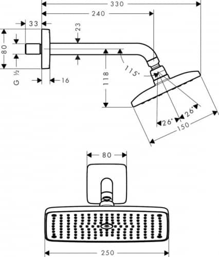 Купить Душ Hansgrohe Raindance E 27375000 верхний по низкой цене