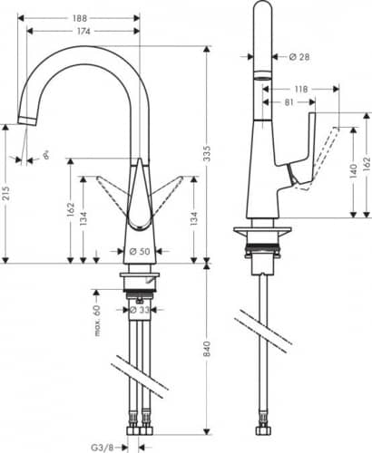 Купить Смеситель Hansgrohe Talis S 200 72814000 для кухни по низкой цене