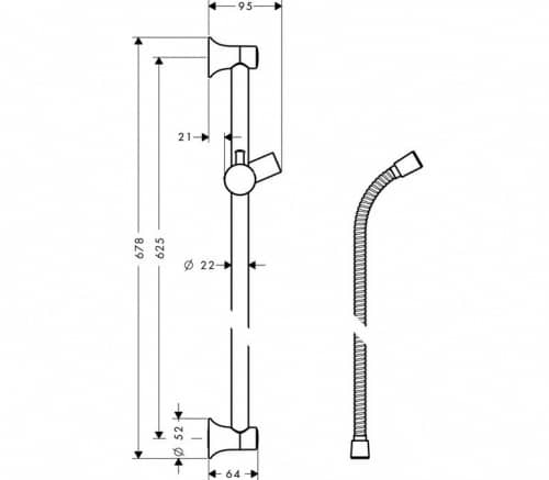 Купить Штанга Hansgrohe Unica Classic 27617820 душевая 650 мм по низкой цене