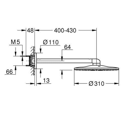 Купить Душ Grohe Rainshower 310 SmartActive 26475000 верхний с душевым кронштейном по низкой цене