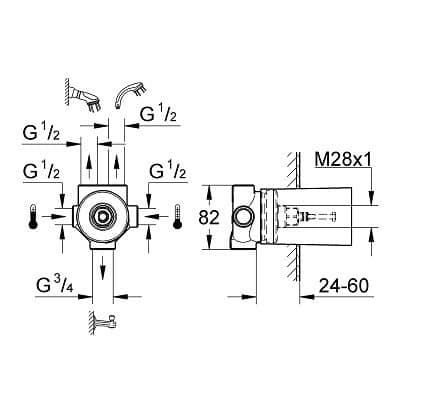 Купить Встраиваемый механизм Grohe 29708000 переключателя, 3 положения по низкой цене
