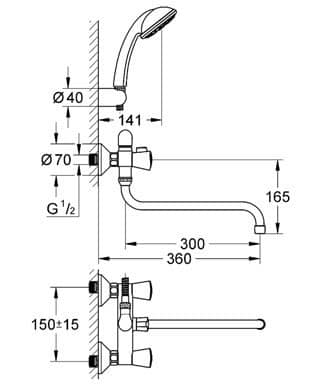 Душевой гарнитур Grohe Costa S 2679210A для ванны