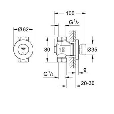 Купить Вентиль Grohe Euroeco Cosmopolitan T нажимной автоматический 36268000 по низкой цене
