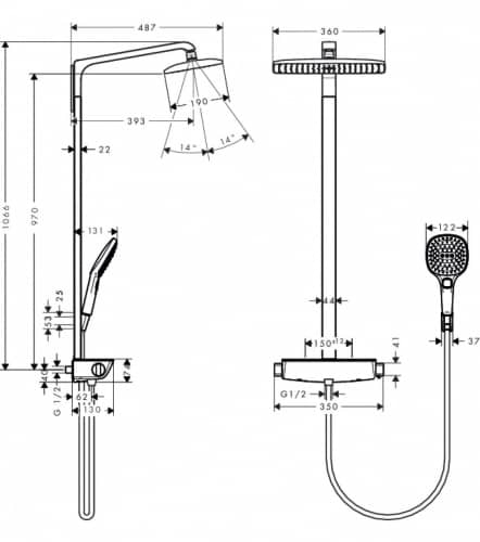 Душевой гарнитур Hansgrohe Raindance Select E 360 Showerpipe 27113000
