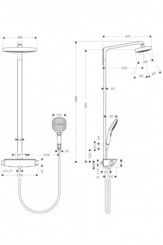 Душевой гарнитур Hansgrohe Raindance Select E 300 Showerpipe 27128000