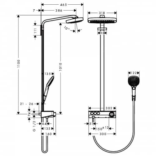 Душевой гарнитур Hansgrohe Raindance Select E 300 Showerpipe 27127400 с термостатом