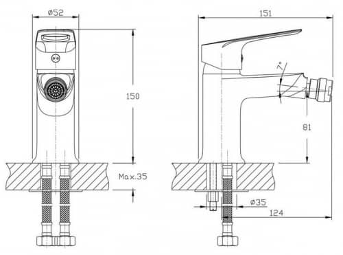 Купить Смеситель Rush Edge для биде ED7735-12 по низкой цене