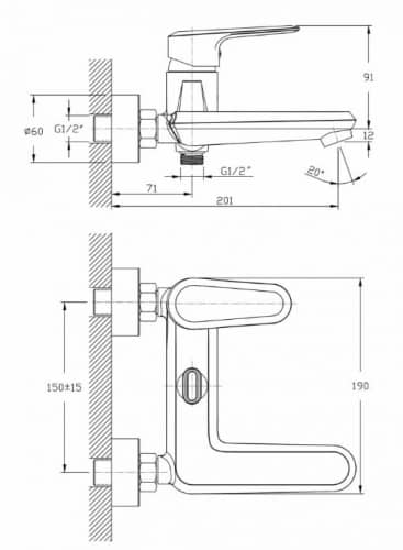 Купить Смеситель Rush Devon для ванны DE7535-44 по низкой цене