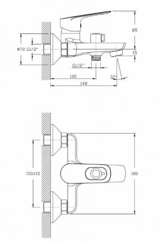 Купить Смеситель Rush Edge для ванны ED7735-44 по низкой цене