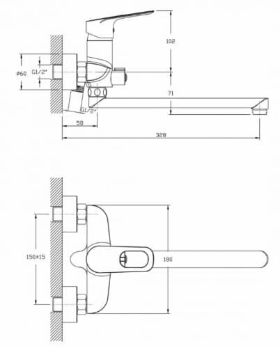 Купить Смеситель Rush Edge для ванны ED7735-51 по низкой цене