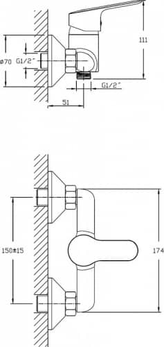 Смеситель для душа Rush Crete CR3535-63