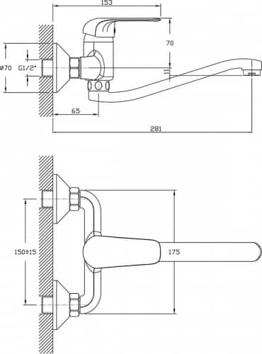 Купить Смеситель Rush Fiji для кухни FI1835-28 настенный по низкой цене