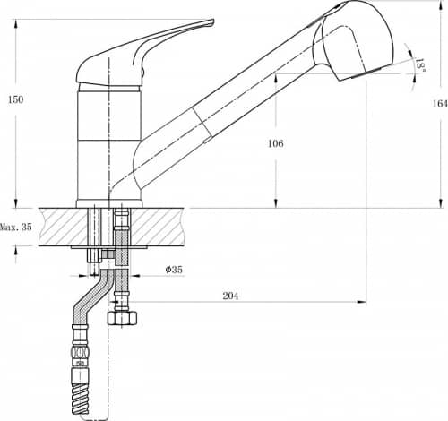 Купить Смеситель Rush Corsica для кухни CO4240-25 с вытяжным изливом по низкой цене