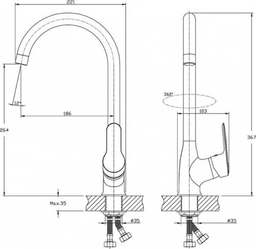 Купить Смеситель Rush Crete для кухни CR3535-22 по низкой цене