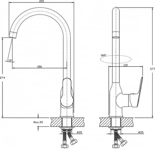 Купить Смеситель Rush Crete для кухни CR3535-23 по низкой цене