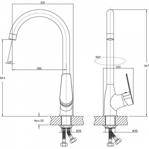 Купить Смеситель Rush Disco для кухни DI6935-22 по низкой цене