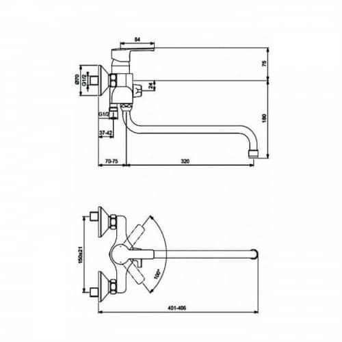 Купить Смеситель Vidima Uno для ванны, длинный излив 320 мм по низкой цене