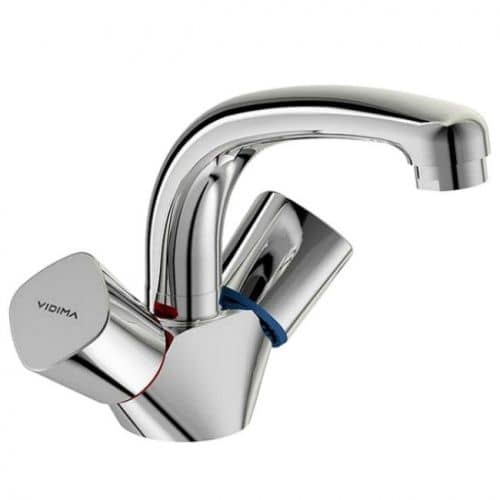 Купить Смеситель Vidima Квадро для умывальника, литой излив без донного клапана хром по низкой цене