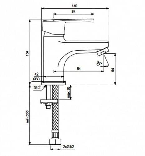 Купить Смеситель Vidima Уно для умывальника, литой излив, без донного клапана хром по низкой цене