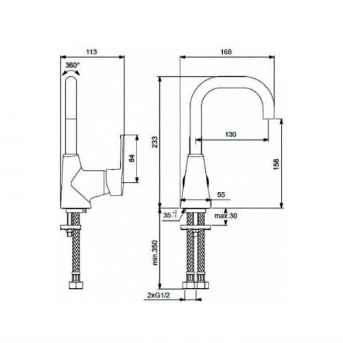 Купить Смеситель Vidima Uno для умывальника, поворотный излив по низкой цене